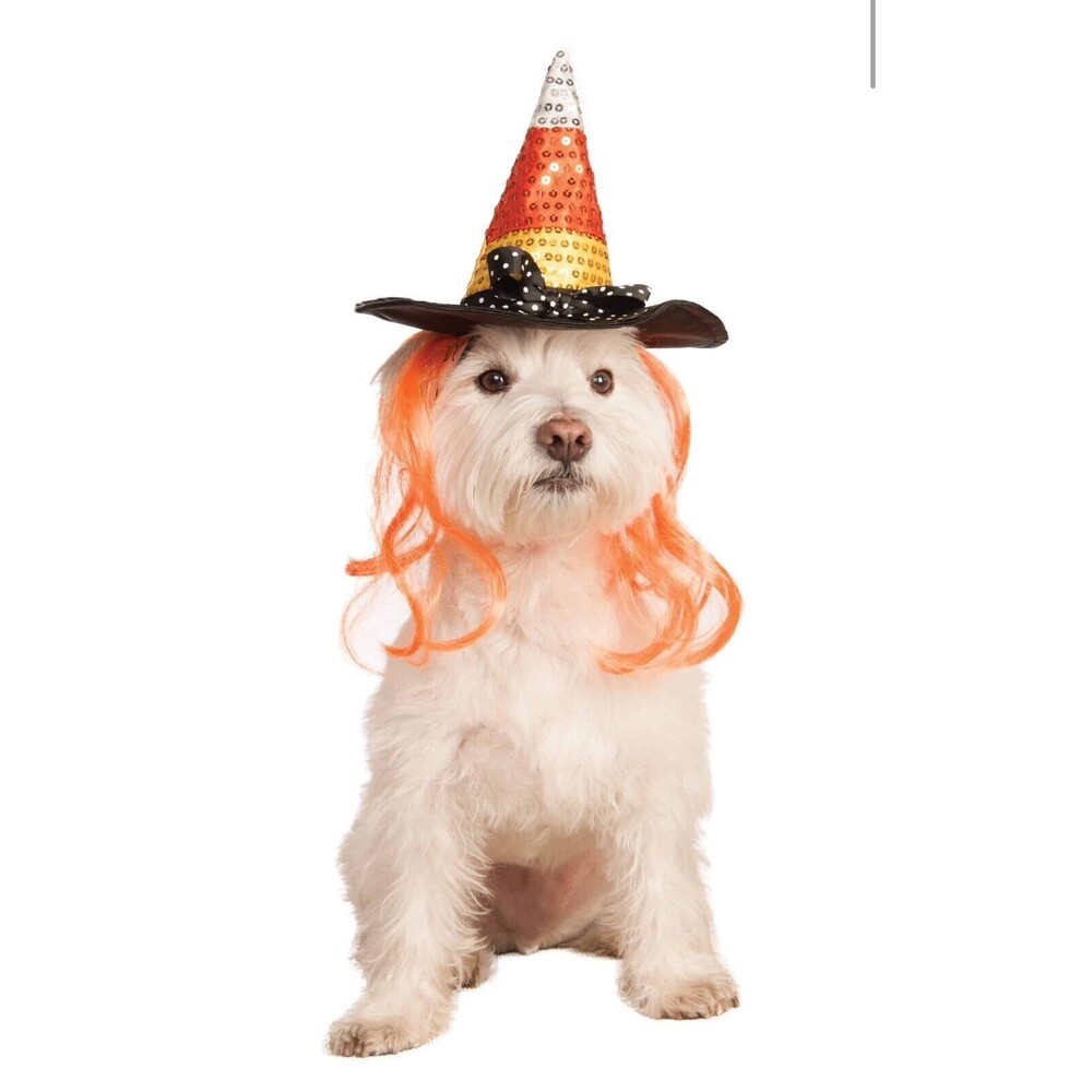 NEW Rubies Pet Shop Boutique Halloween Candy Corn With Hair Dog Costume Size S/M